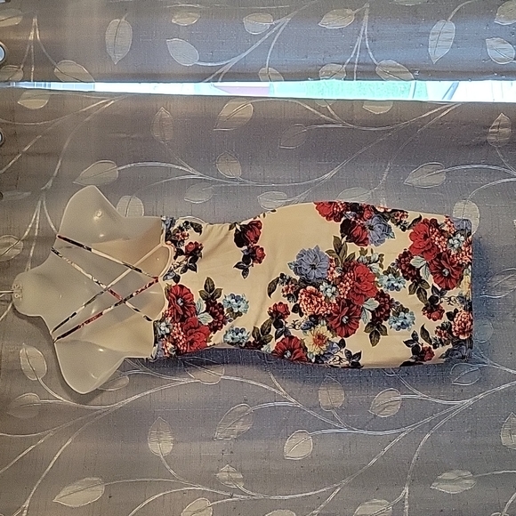 Sz M Fashion Nova Floral Bodycon Club Dress - Picture 4 of 6